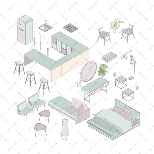 Isometric Furnitures Vectors